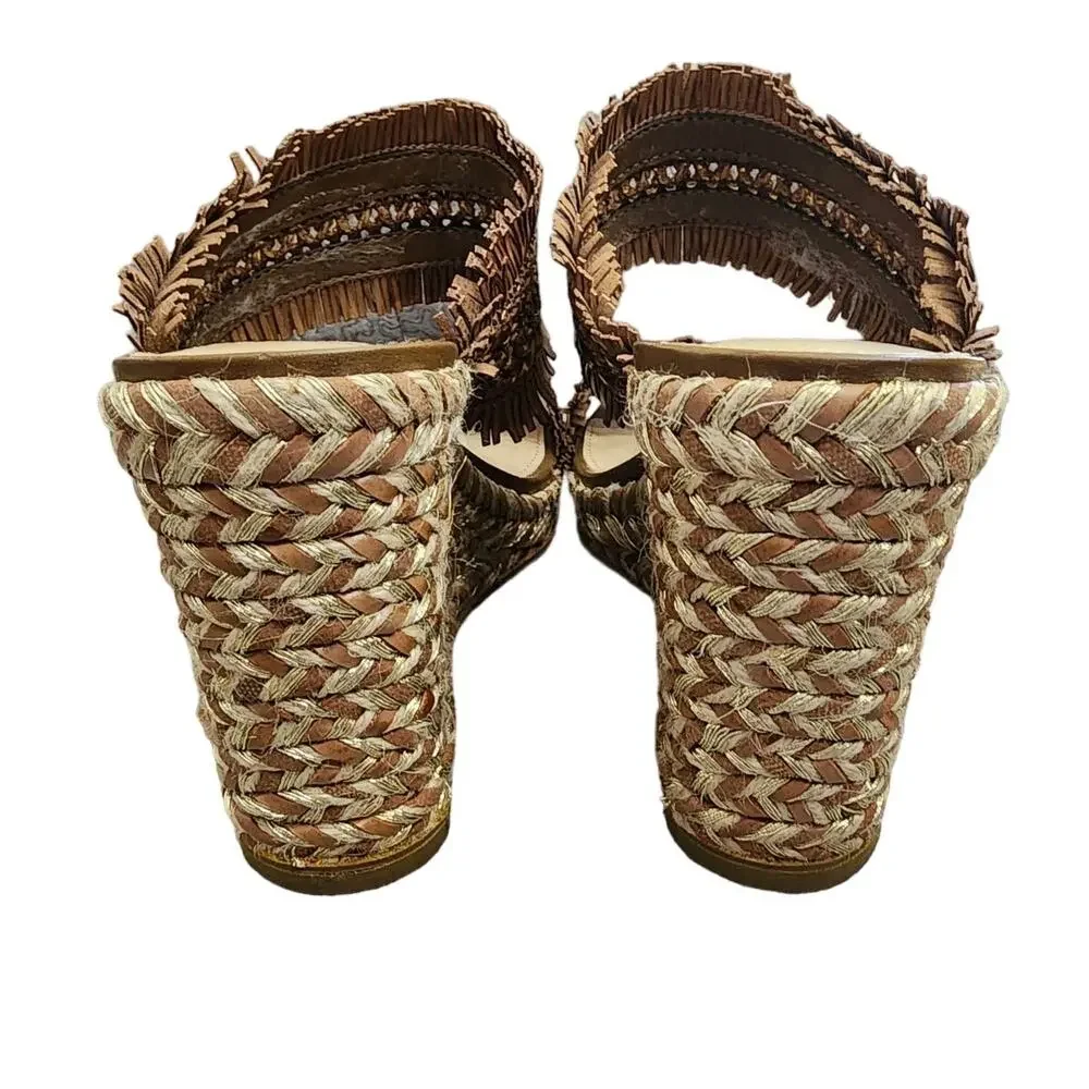 Vince Camuto Brown Espadrille Wedge Sandals, Size 7.5M